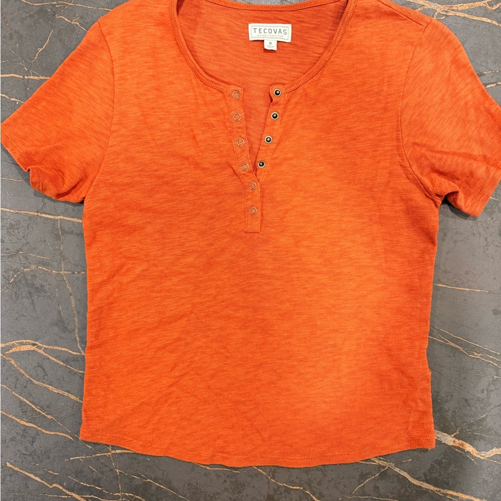 Tecovas Orange Short Sleeve Henley Tee
